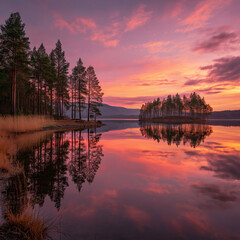 Obraz premium Lake Reflection at Dusk