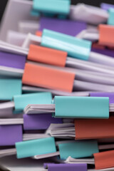 sheets of paper for documents are joined together, the sheets of paper is different in each clip,...
