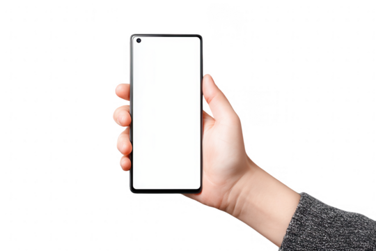 Hand holding a smartphone with blank screen (5)