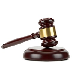 "Wooden Judge Gavel and Sound Block Isolated on White Background – Legal Justice Symbol"