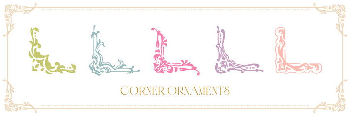 Elegant ornamental corner designs with classic vintage charm