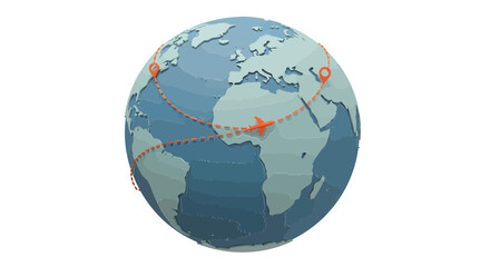 Obraz premium Dynamic Global Travel Network with Airplane Icon and Route Paths on Earth Sphere Representing Swift Worldwide Connectivity and International Logistics