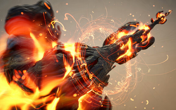 Fire elemental mage casting spell with magical staff fantasy art hd