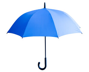 A single blue umbrella isolated on white background.