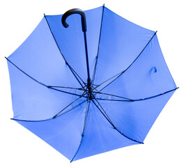 A single blue umbrella isolated on white background.