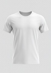 "Plain White T-Shirt Mockup Front View Isolated on Grey Background"
