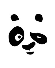 Cute minimalist panda face silhouette with playful expression. Ideal for kids’ designs, logos, tattoos, or nature-themed art with a fun and friendly vibe.