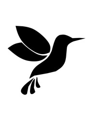 Minimalist hummingbird silhouette with stylized wings and tail. A symbol of grace, agility, and joy—perfect for tattoos, logos, and elegant design elements.