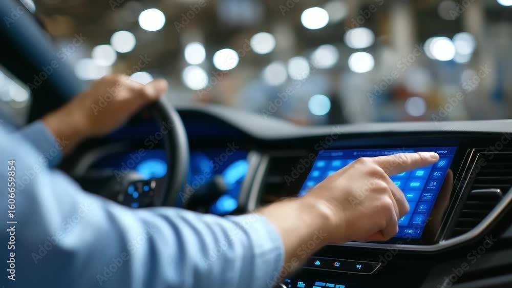 Poster cutting-edge vehicle dashboard featuring an advanced touchscreen infotainment system.