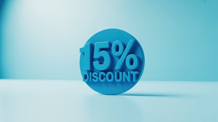 15% Discount Blue Circle Sale Promotion