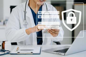 Concept of cyber security, information security and encryption, secure access to user's personal...