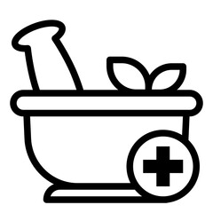 Herbal Medicine Mortar Pestle Icon