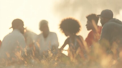 Diverse Group Chatting in Warm Vintage Light