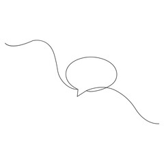 Continuous single one line drawing of speech bubbles line art vector illustration.
