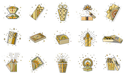 Gift and gift box icon set for blogs, websites, clipart, greeting cards, holidays, packaging, celebration, educational and awareness materials