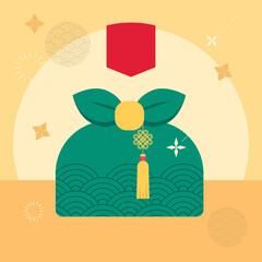 한국 전통 일러스트. 명절 선물, 보자기 일러스트 디자인, 벡터 일러스트.