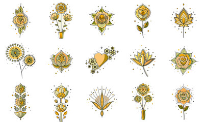 Flowers icon set for blogs, websites, clipart, greeting cards, decor, spring, wedding, educational and awareness materials, presentations