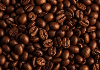 Obraz premium Roasted coffee bean brown aromatic caffeine closeup texture food background create rich and inviting pattern