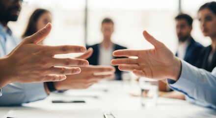 Business meeting handshake agreement negotiation teamwork partnership success professional office