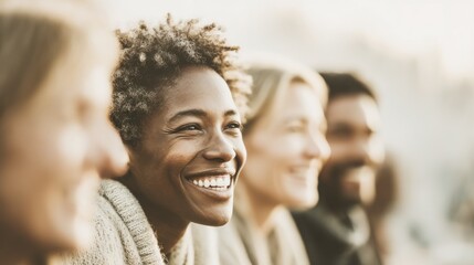 Diverse Group Chatting in Warm Vintage Light