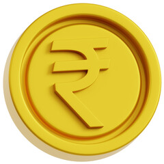 Single Rupee Coin 3D Illustration
