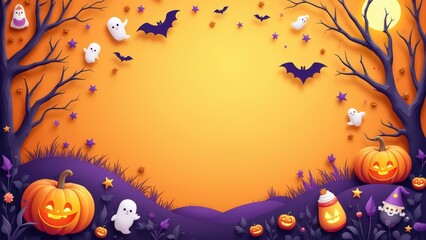 Fun Halloween backdrop with pastel layered paper design