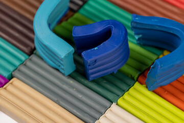 plasticine for modeling and children's creativity, soft close-up plasticine, the material is used for various purposes and teaching children