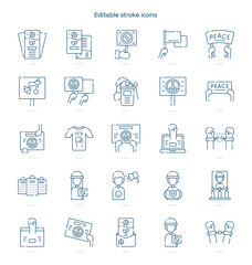 Activism stroke icon. Activism line icon set. editable stroke icon pack