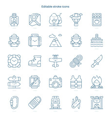 Adventure stroke icon. Adventure line icon set. editable stroke icon pack