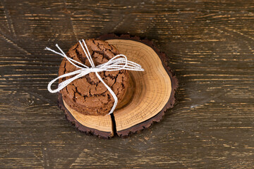sweet chocolate biscuits with sesame on the table