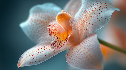 Raindrops on the petals of a beautiful orange moth orchid