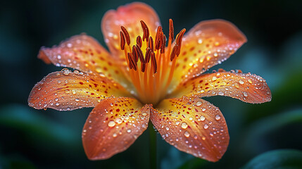 Close-up of a wet orange lily