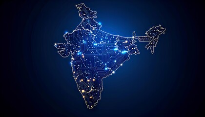 Abstract Circuit Board Map Of A Country, Digital Network Illustration, India Map States