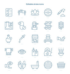 Alternative Medicine stroke icon. Alternative Medicine line icon set. editable stroke icon pack