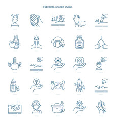 Alternative Medicine stroke icon. Alternative Medicine line icon set. editable stroke icon pack