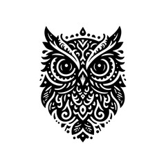 Fototapeta premium A decorative owl illustration isolated on white background