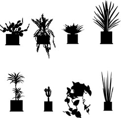 set of silhouettes of palms