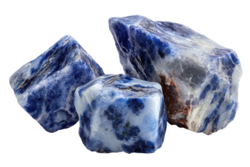Discovering stunning blue stones nature mineral photography close-up. Isolated on transparent background, png.
