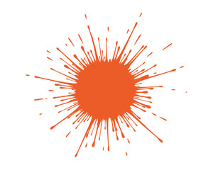 Orange Paint Splatter with Radial Burst Effect, Grunge Texture isolated on White Background Vector Illustration