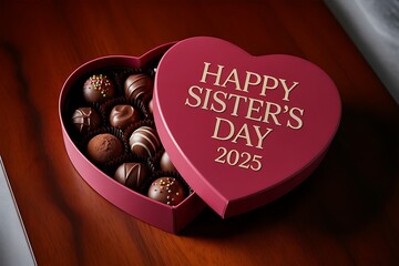 Heart shaped box of chocolates for happy sister s day 2025