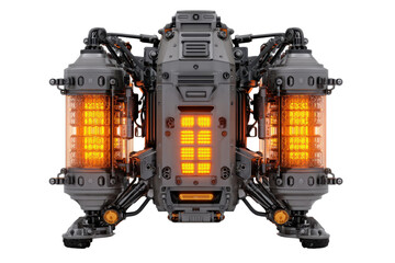 Fototapeta premium Futuristic jet engine design workshop 3d render industrial close-up. Isolated on transparent background, png.