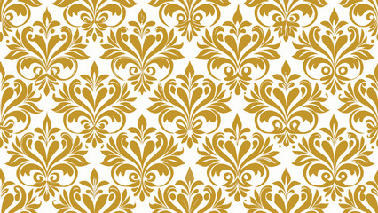 Fototapeta premium Damask ornamental seamless patterns elements golden colors isolated white backgrounds. Elegant luxury texture for wallpapers, backgrounds and page fill, surface textures, books cover,gold, curtain, 