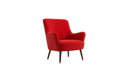Shop red upholstered accent chair modern living room furniture armchair seating home decor online store against white transparent background