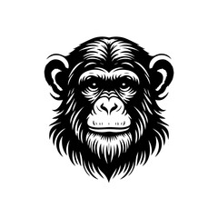 Obraz premium A black and white illustration of a monkey isolated on white background