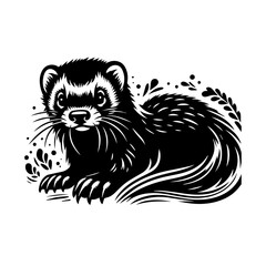 Obraz premium A charming ferret illustration isolated on white background