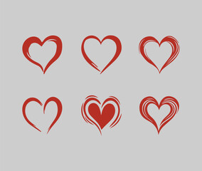 heart hand drawing cute simple element set