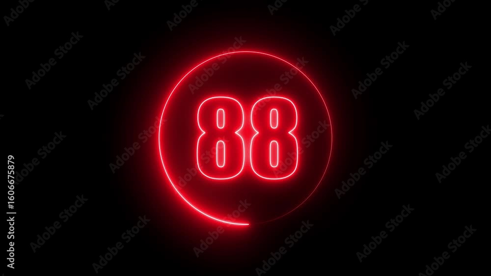Poster abstract neon countdown 88 number text background , abstract sports light out technology and with nu