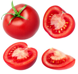 Collection of tomatoes isolated on white background