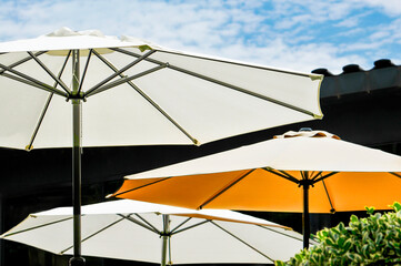 yellow umbrella and blue sky