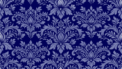 Obraz premium Seamless damask floral patterned dark blue colors backgrounds for decorative backdrops can be used wallpaper, pattern fills, web page, surface textures, book cover,cover, damask, drapery, elegance, 